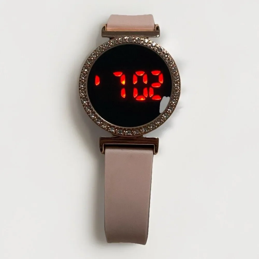 Accutime LCD Ladies Watch Pink Band